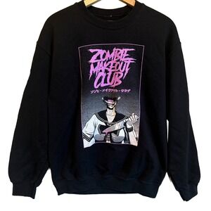 Zombie Makeout Club Black Anime Horror Graphic Crewneck Sweatshirt Size Medium